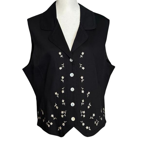 Talbots Jackets & Blazers - NEW Vintage Dead Stock Talbots Size L Vest Floral Embroidered Button Front